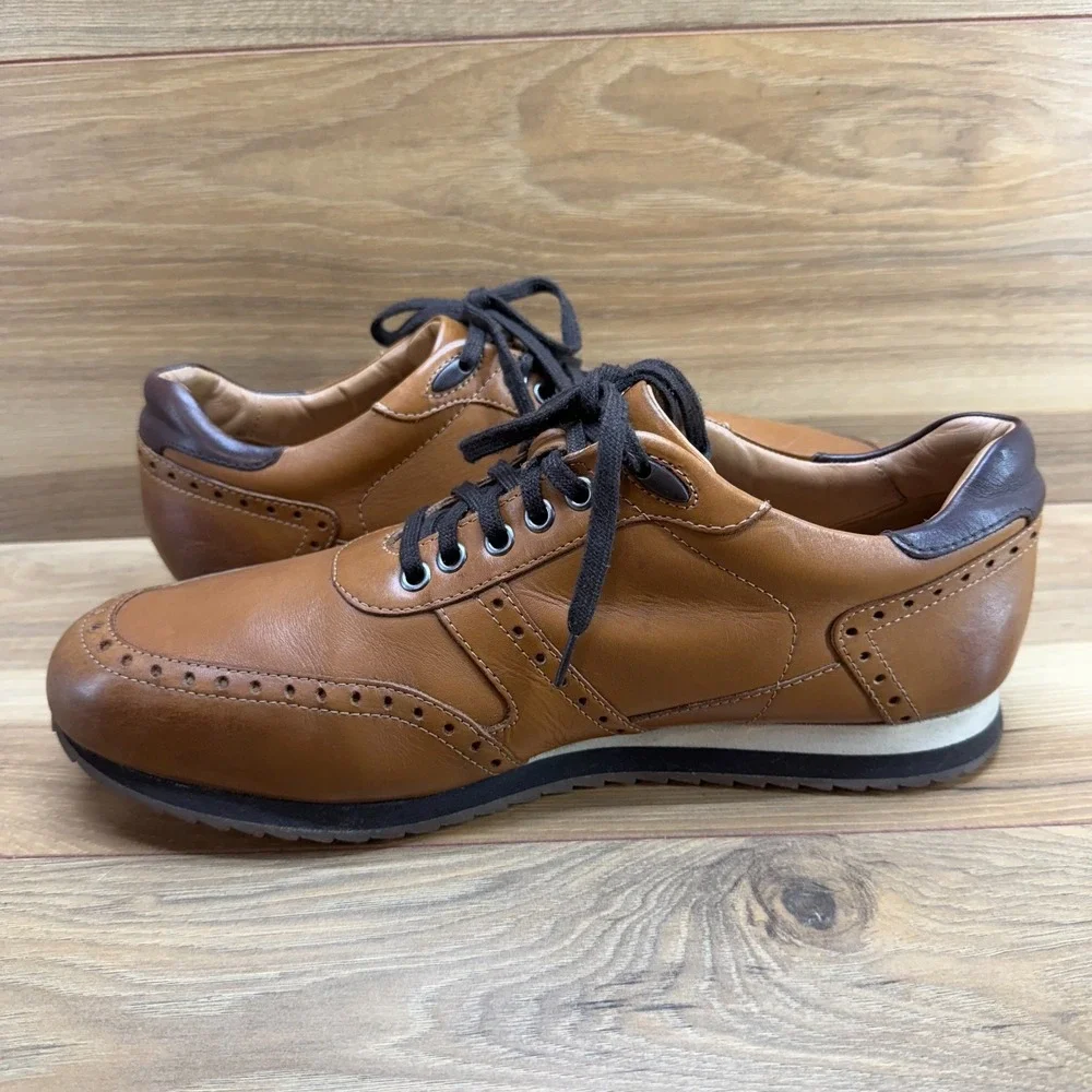 Johnston & Murphy Mens Dress‎ Sneakers 10.5 M Saddle Brown Leather